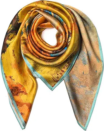 SHIROUYU 100% Pure Mulberry Silk Scarf 35" Large Square Lightweight Headscarf –Women’s Hair W... | Amazon (US)
