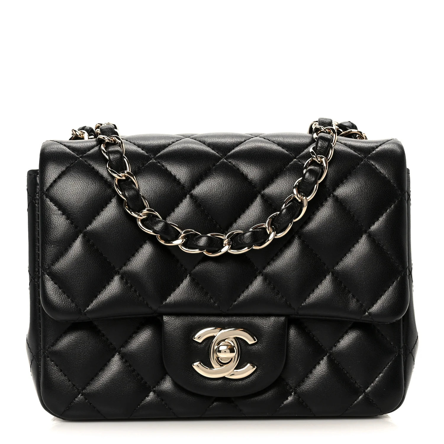 Lambskin Quilted Mini Square Flap Black | FASHIONPHILE (US)