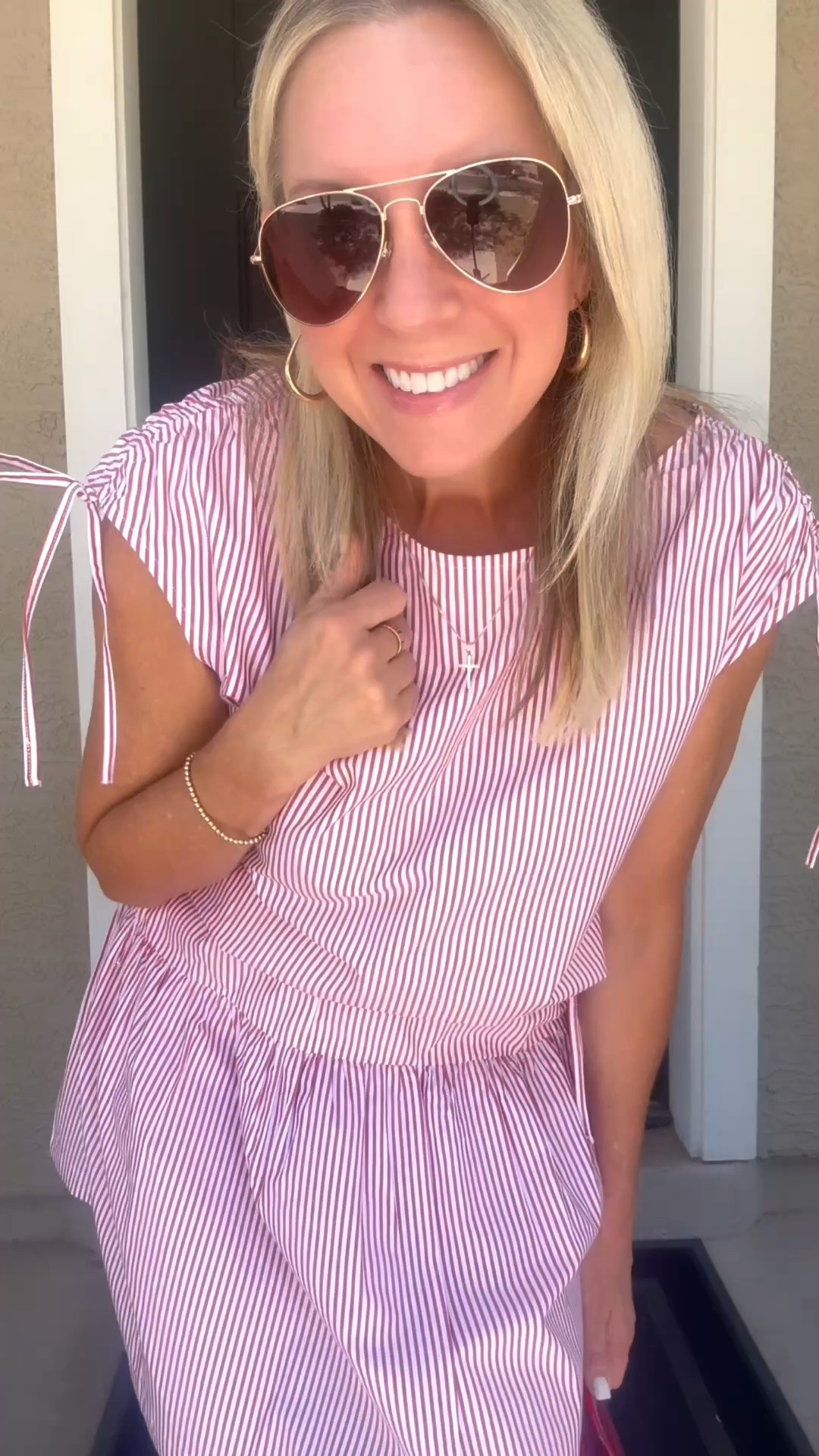 The sweetest striped skirt set is available @target! Each piece is only $15 and won’t last long! 

Wearing my usual size S in both.