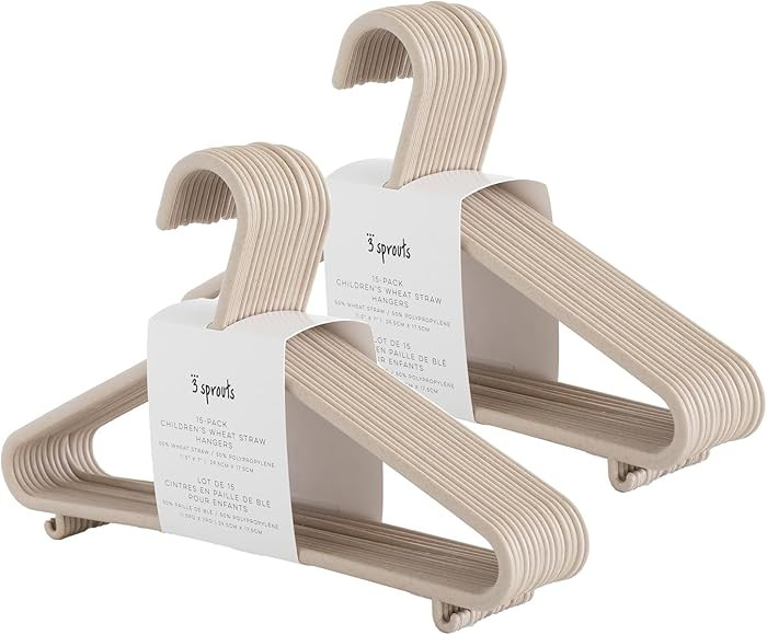 3 Sprouts Wheat Straw Plastic Hangers - 30-Pack Eco-Conscious Toddler Hangers for Child & Baby Cl... | Amazon (US)