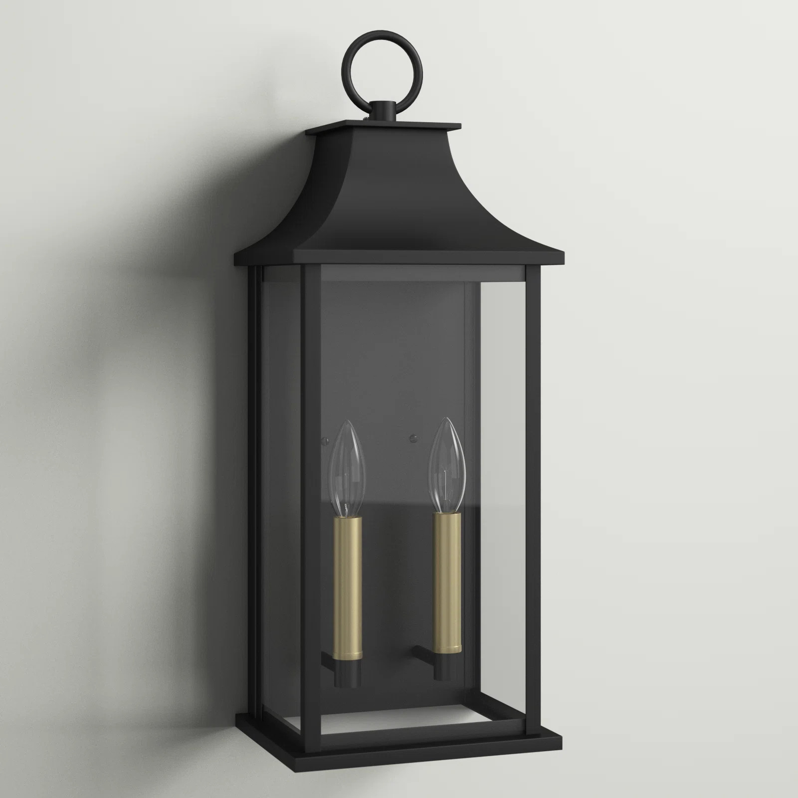 Alletta 2 - Light 21''H Black and Gold Aluminum Tempered Glass ETL Outdoor Wall Light with Dusk t... | Wayfair North America