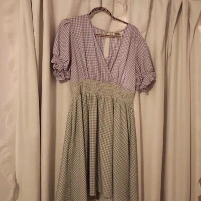 Unique Vintage Green and Purple Gingham Dress XL / 14  | eBay | eBay US