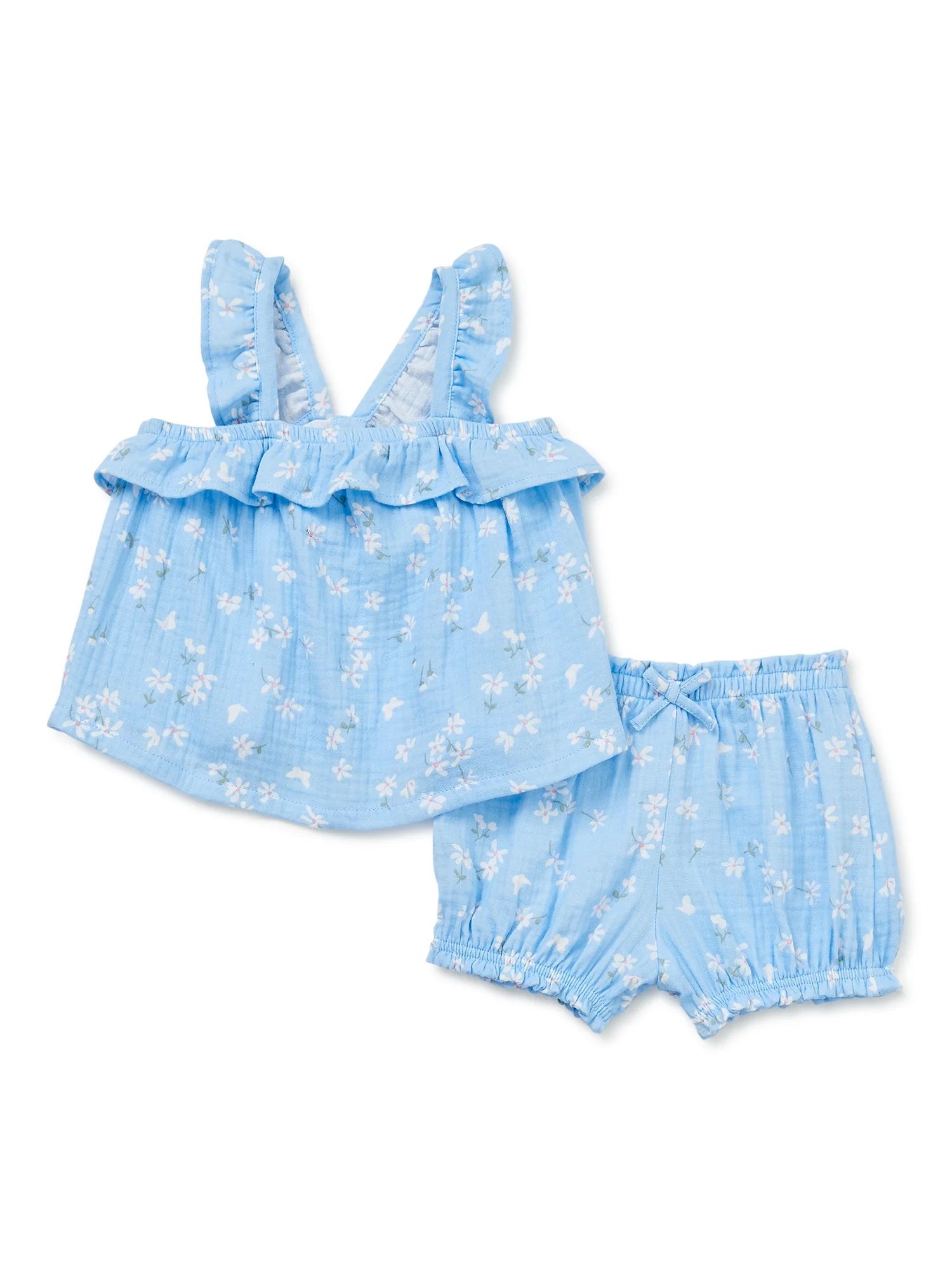Wonder Nation Baby Girl Tunic Top and Shorts Outfit Set, 2-Piece - Walmart.com | Walmart (US)