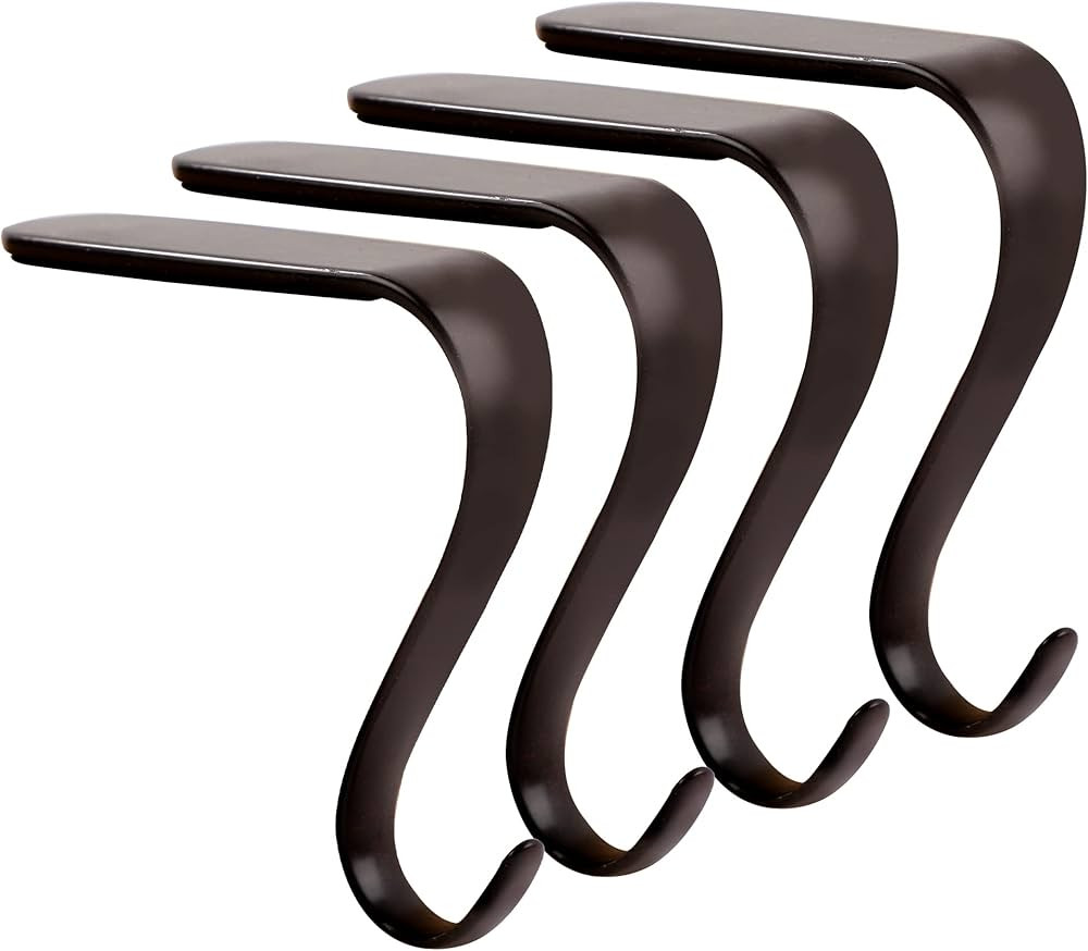 Christmas Stocking Holders Xmas Fireplace Hanger Hooks Set of 4(Rust Black) | Amazon (US)