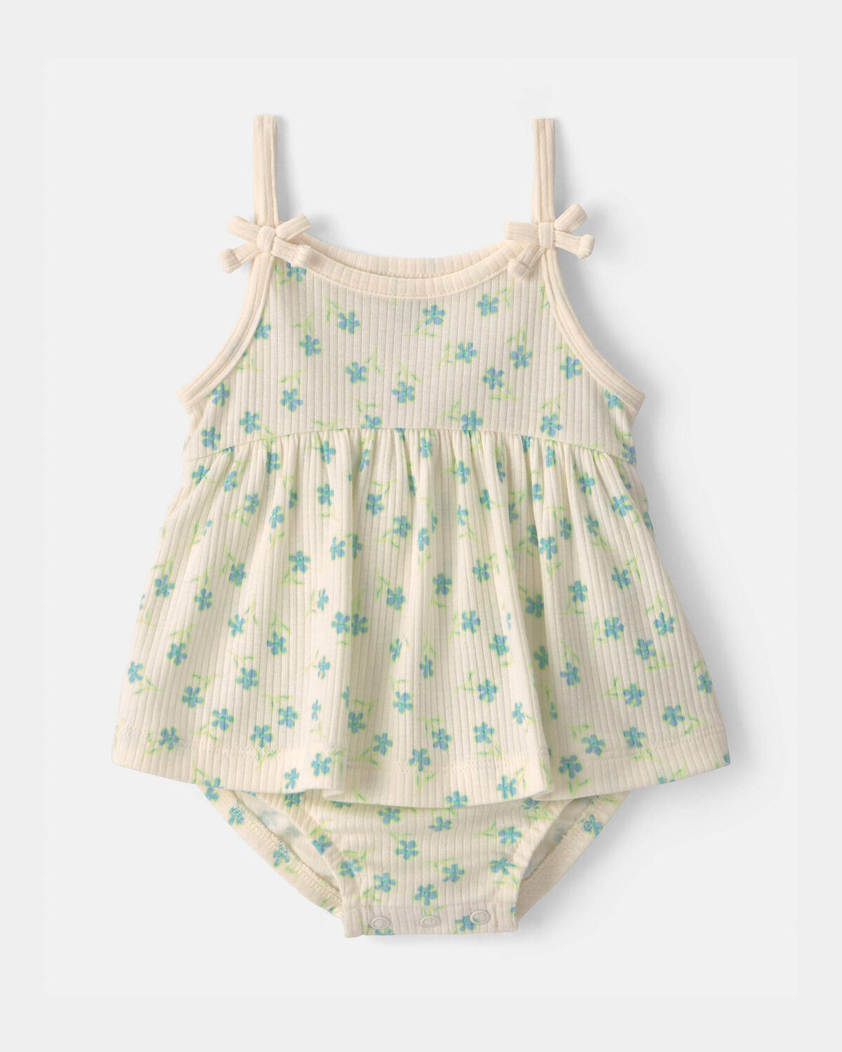 Baby Girl Floral Rib Sleeveless Bodysuit Dress - Cream | Carter's Inc