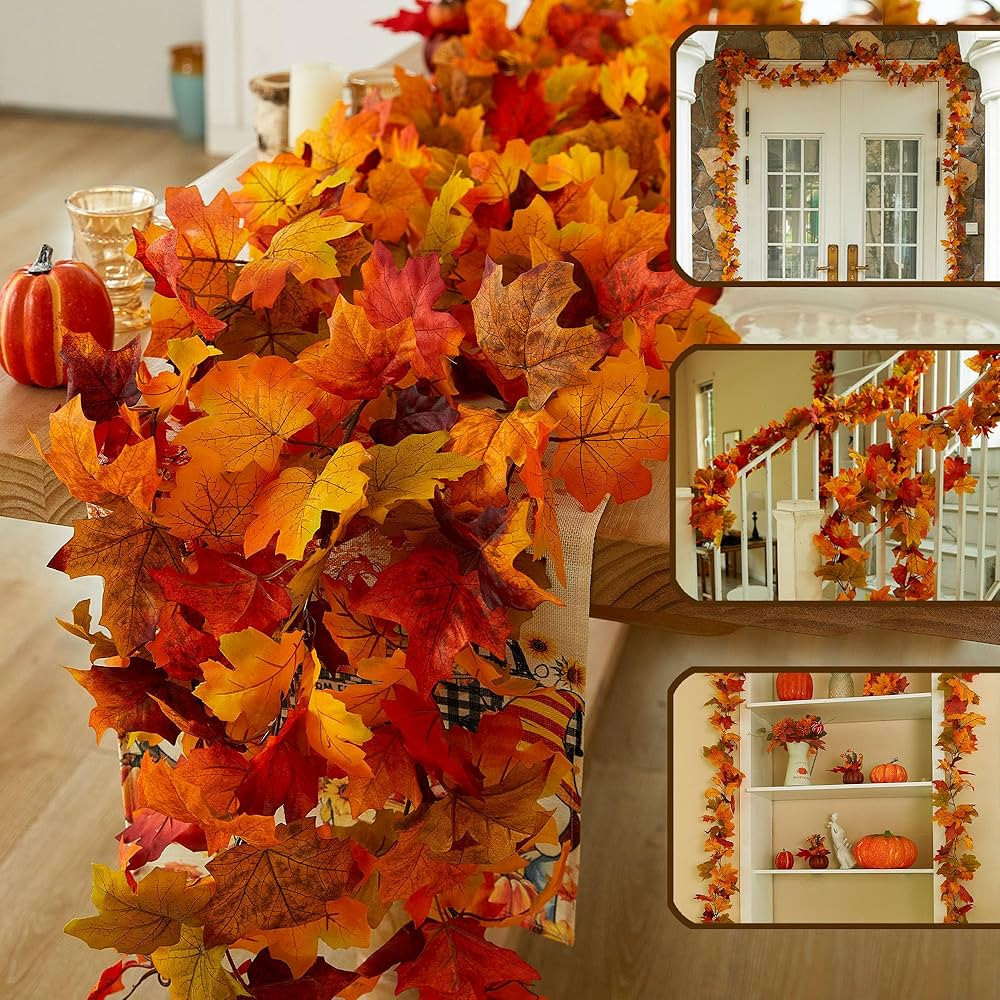 3 Pcs 【Upgrade Length】 21FT Fall Maple Leaf Garland, Anna's Whimsy Artificial Maple Garland, ... | Amazon (US)