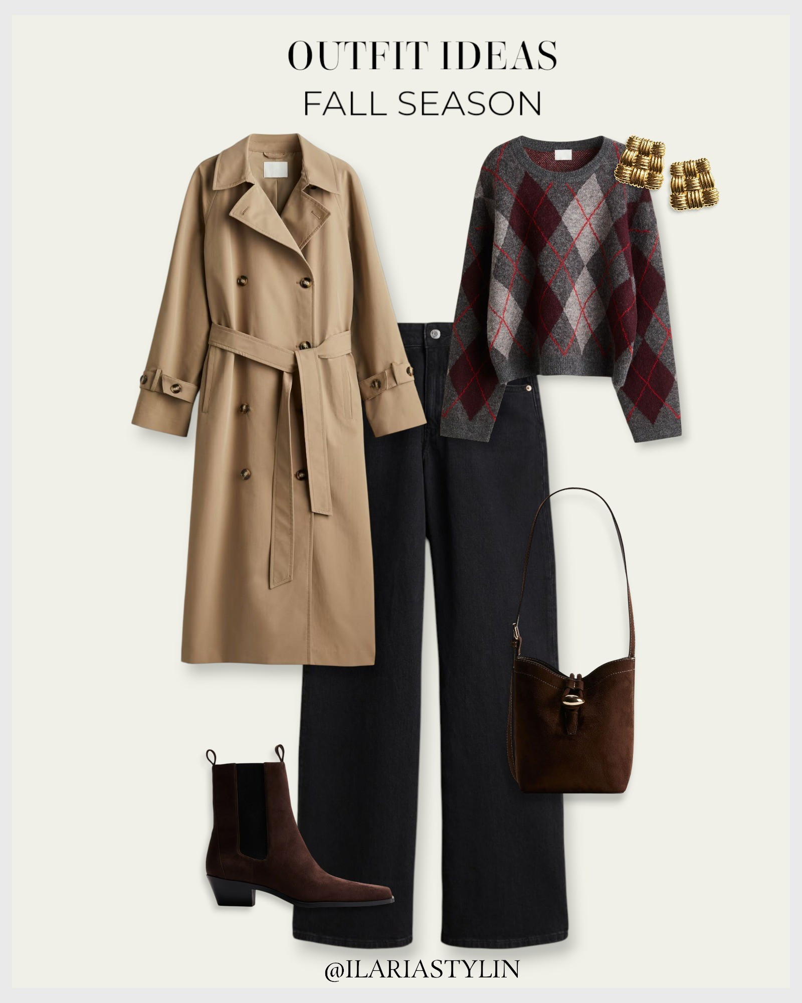 OUTFIT IDEAS: FALL SEASON 🍂 fall fashion, fall outfit, beige trench coat, double breasted trench coat, jacquard sweater, knit sweater, crewneck sweater, black jeans, wide leg jeans, high rise jeans, dark brown bag, suede bag, bucket bag, boots, suede boots, chelsea boots, women fashion

#LTKSeasonal #LTKStyleTip #LTKWorkwear