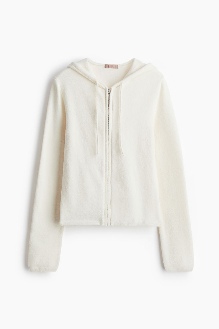 H & M - Chenille Hooded Jacket - White | H&M (US + CA)