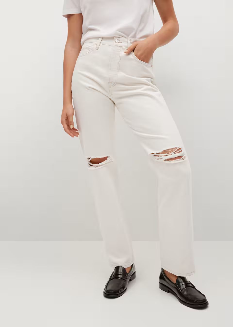 Decorative rips relaxed jeans | MANGO (US)