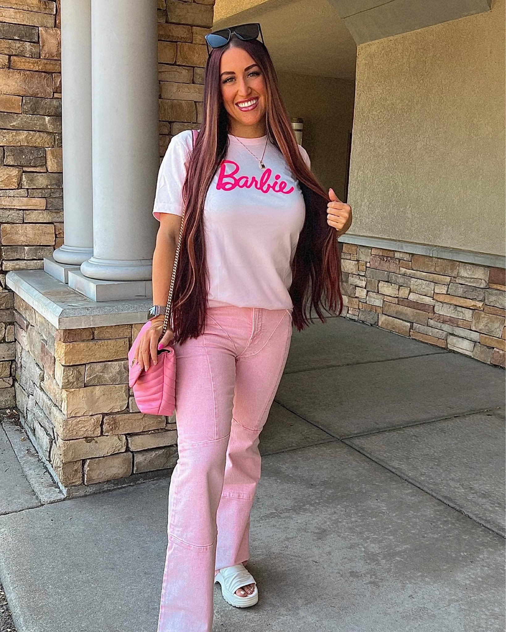 Doing a comeback like Barbie 💖🙃

Barbie tee
Barbie tshirt
Barbie pink tee
Pink outfit
Pink denim
Good American denim
Pink jeans
White slide sandals
Pink purse
Pink outfit inspo
Barbiecore outfit


#LTKunder50 #LTKSeasonal #LTKstyletip