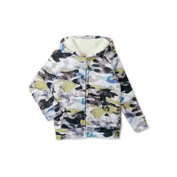 Wonder Nation Boys Faux Sherpa Lined Full Zip Hoodie, Sizes 4-18 & Husky - Walmart.com | Walmart (US)