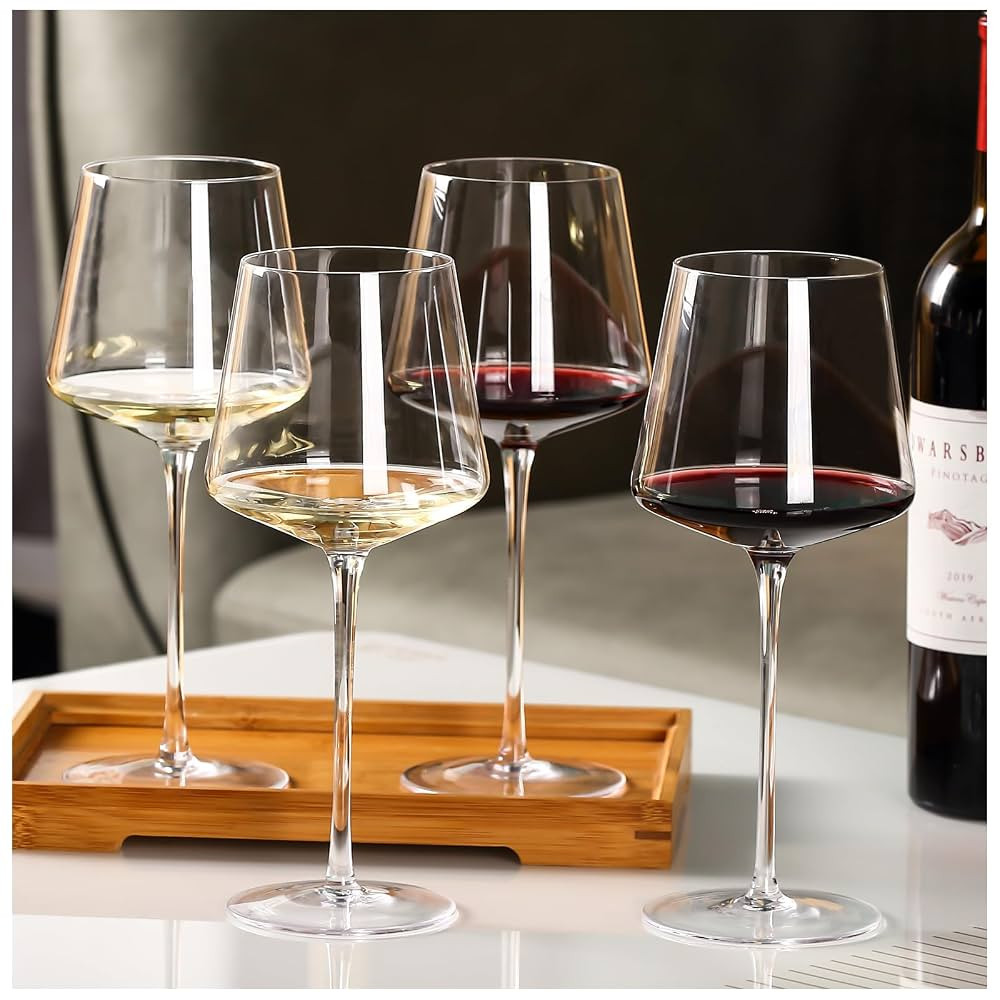 Physkoa 18oz Red Wine Glasses Set of 4-LeadFree Crystal Wine Glass with Tall Long Stem【Hand Blo... | Amazon (US)