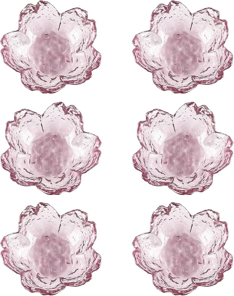 6Pcs Cherry Blossom Small Glass Bowl-Pink Flower Snack Dip Bowls, Glass Sakura Soy Sauce Dishes,C... | Amazon (CA)