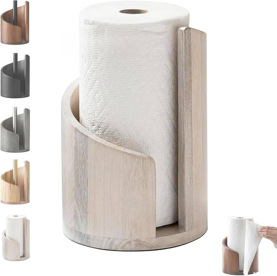 Mountain Paper Towel Holder Countertop with Mango Wood Round Base and Iron Holder, Wood Paper Tow... | Amazon (US)