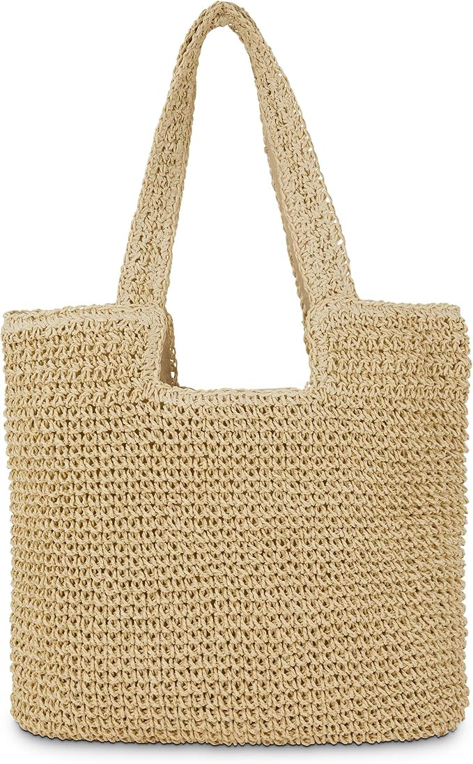 Straw Beach Tote Bag: Large Summer Boho Woven Bags - Rattan Handmade Shoulder Handbags for Women | Amazon (US)