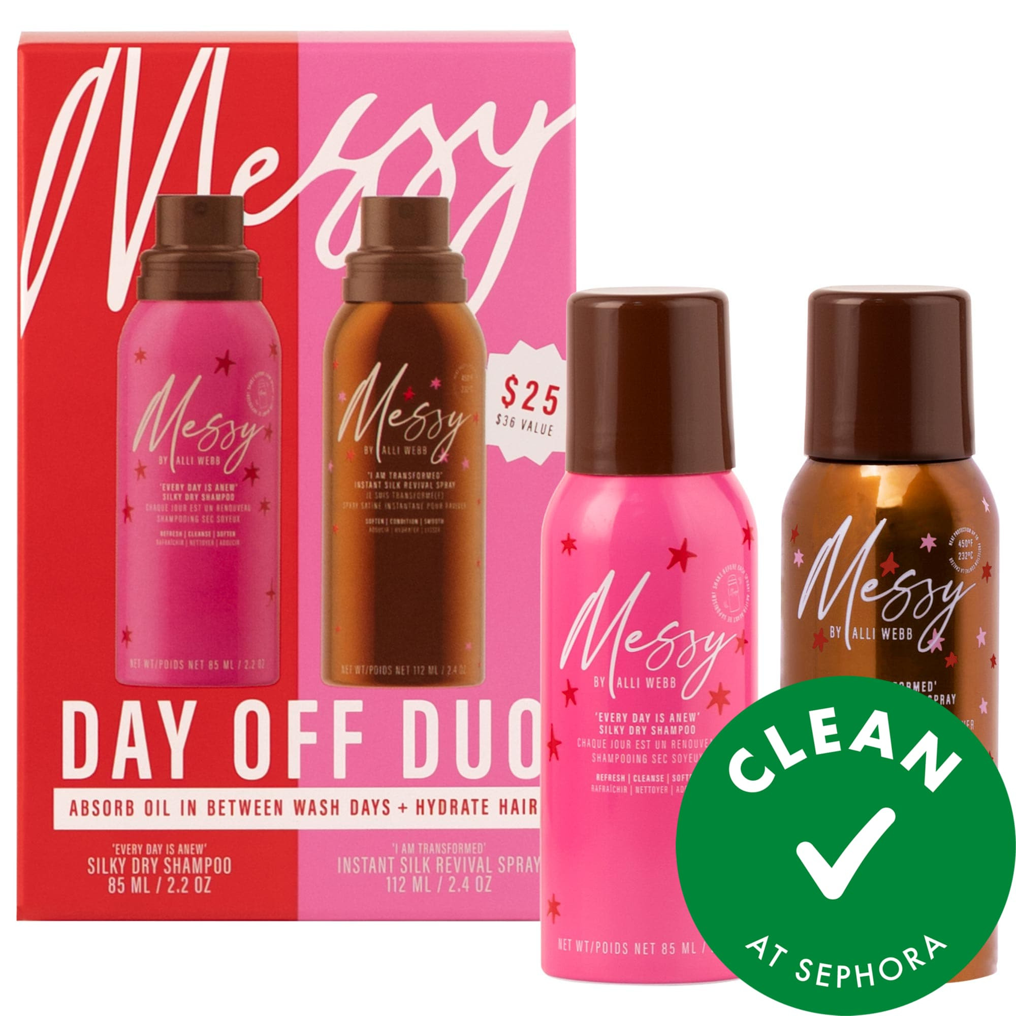 Messy by Alli Webb Mini Silky Dry Shampoo & Instant Silk Revival Hair Refresh Spray Set | Sephora (US)