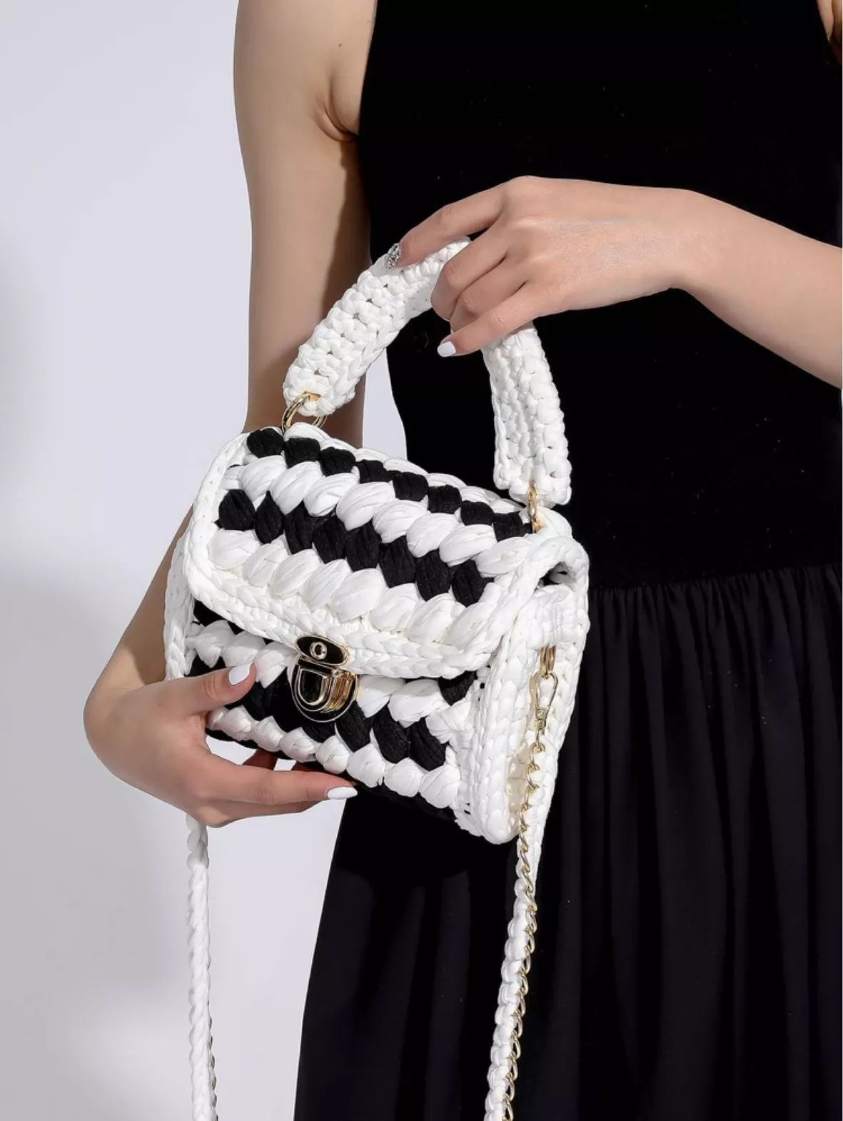 Two Tone Crochet Bag Push Lock … curated on LTK