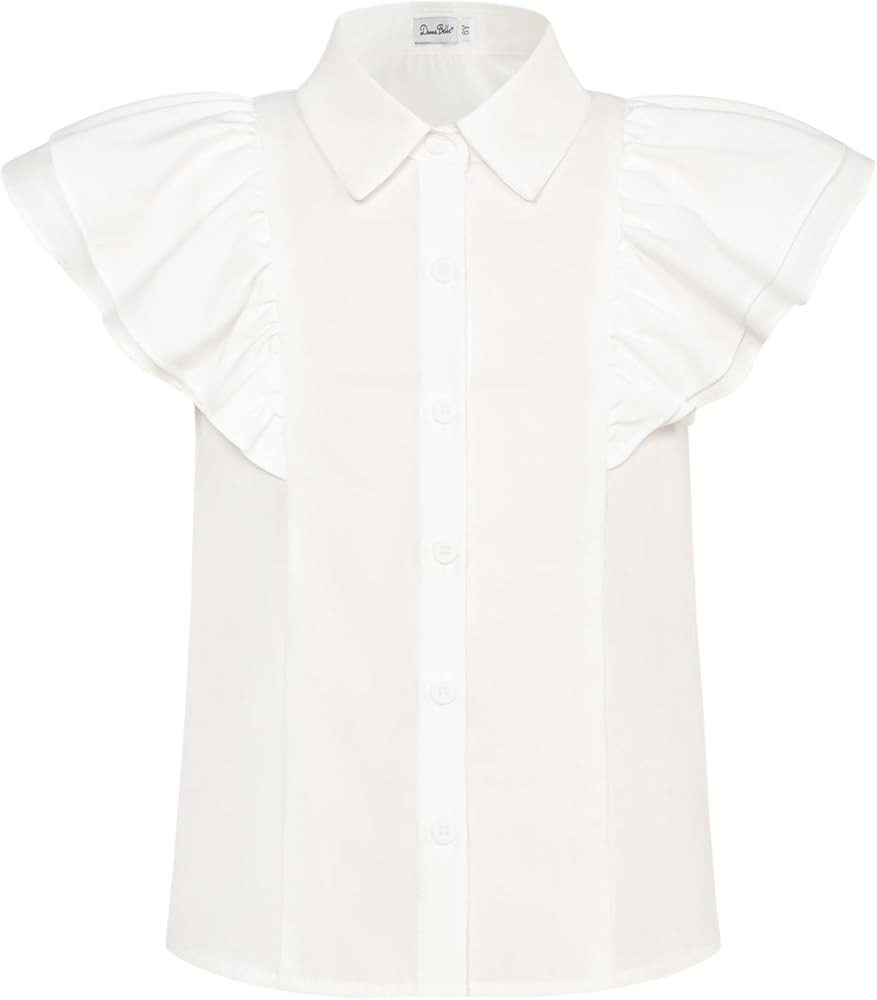 Danna Belle Teen Girls Shirt Solid Color Tee Short Sleeve Top Peter Pan Collar Blouse Gift Size 4... | Amazon (US)