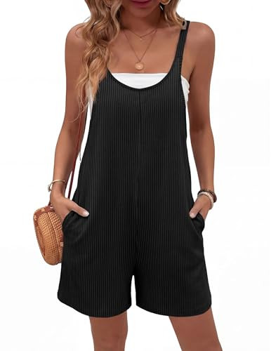 Amazon.com: Ekouaer Rompers for Women Casual Loose Sleeveless Overalls Shorts Knit Jumpsuits 2026... | Amazon (US)