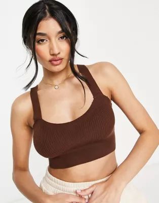Gilly Hicks crop knitted top in brown | ASOS (Global)