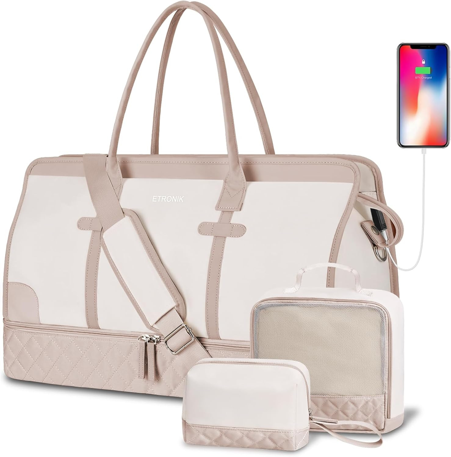 ETRONIK Weekender Overnight Bags for Women, Large Travel Duffle Bags with Shoe Compartment & Wet ... | Amazon (US)