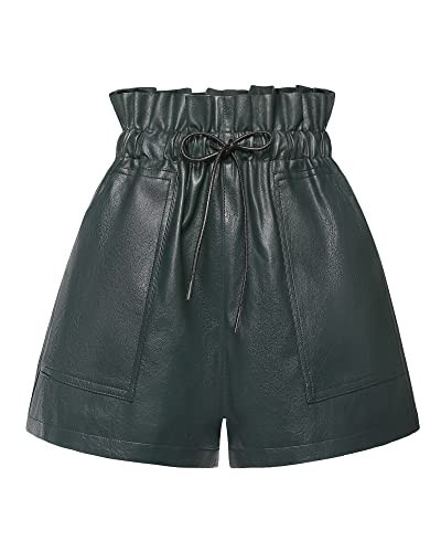 QIANXIZHAN Women's Leather Shorts, Faux High Waisted Wide Leg Sexy Shorts Green S | Amazon (US)
