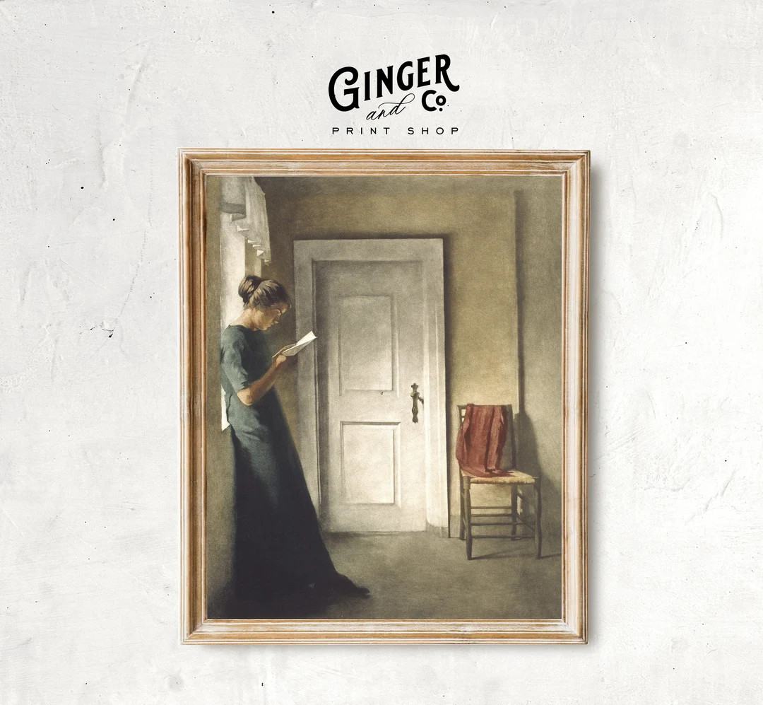 Woman Reading Near a Window -- PRINTABLE DIGITAL DOWNLOAD Vintage European Figurative Oil Paintin... | Etsy (US)