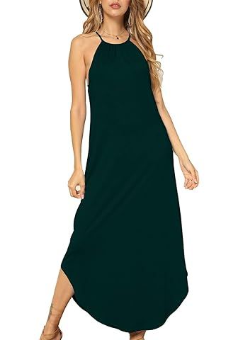 Halife Women's Summer Casual Stripe Sleeveless Loose Beach Maxi Dress | Amazon (US)