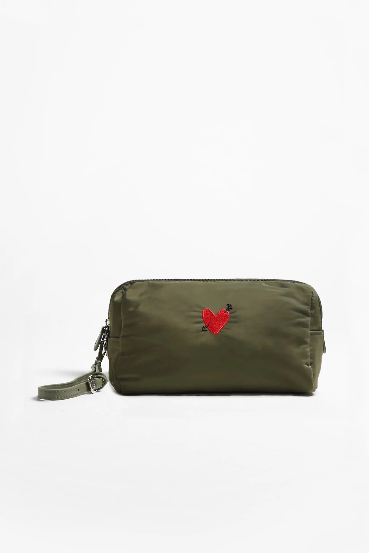 Pouch 'Heart' Large in Oliv Nylon | ANITA HASS