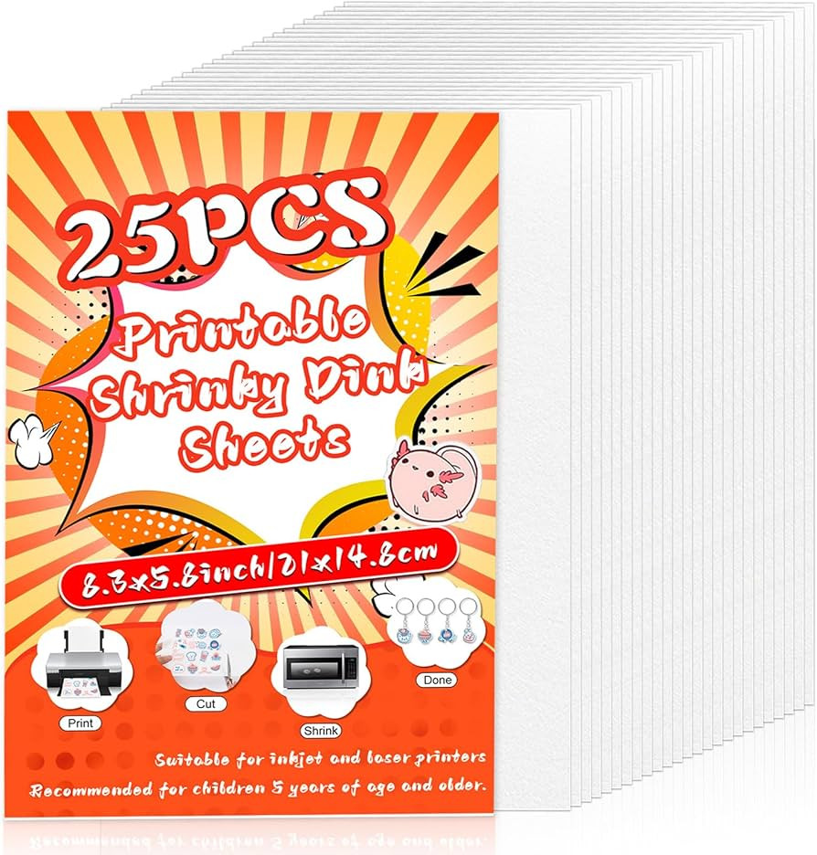 25PCS Printable Shrinky Dink Sheets,White Printable Shrink Paper,Shrinky Dink Kits for Kids with ... | Amazon (US)