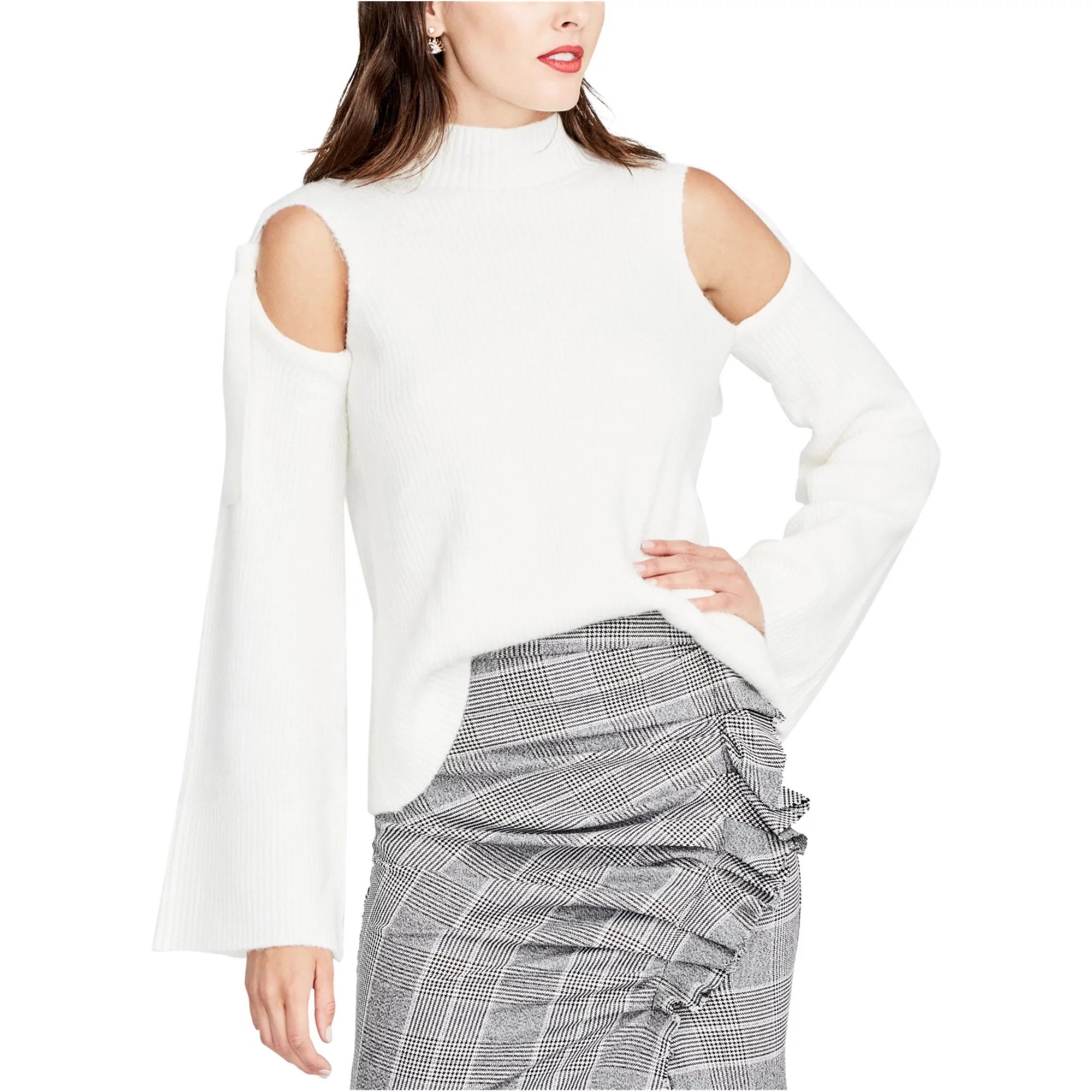 Rachel Roy Womens Cold Shoulder Knit Sweater, White, Medium | Walmart (US)