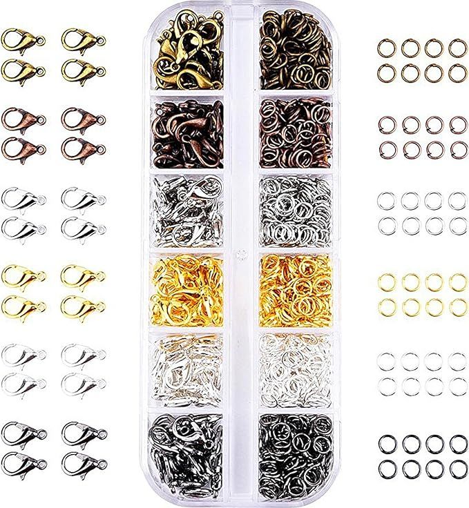 Mudder 6 Colors Lobster Claw Clasps and 6 Colors Open Jump Rings for Jewelry Making (12 mm, 5 mm) | Amazon (US)