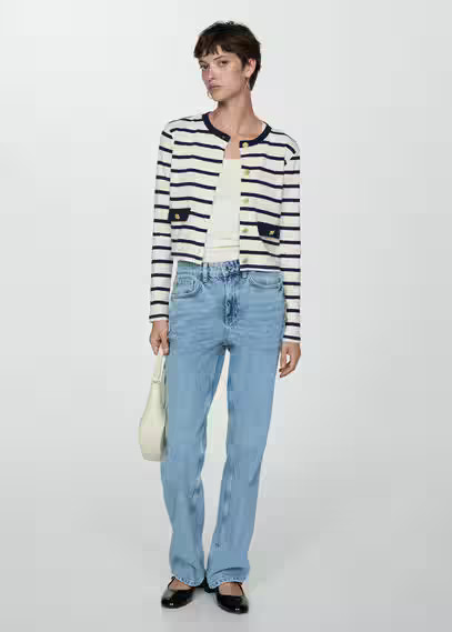 Striped cardigan with buttons ecru - Woman - S - MANGO | MANGO (UK)