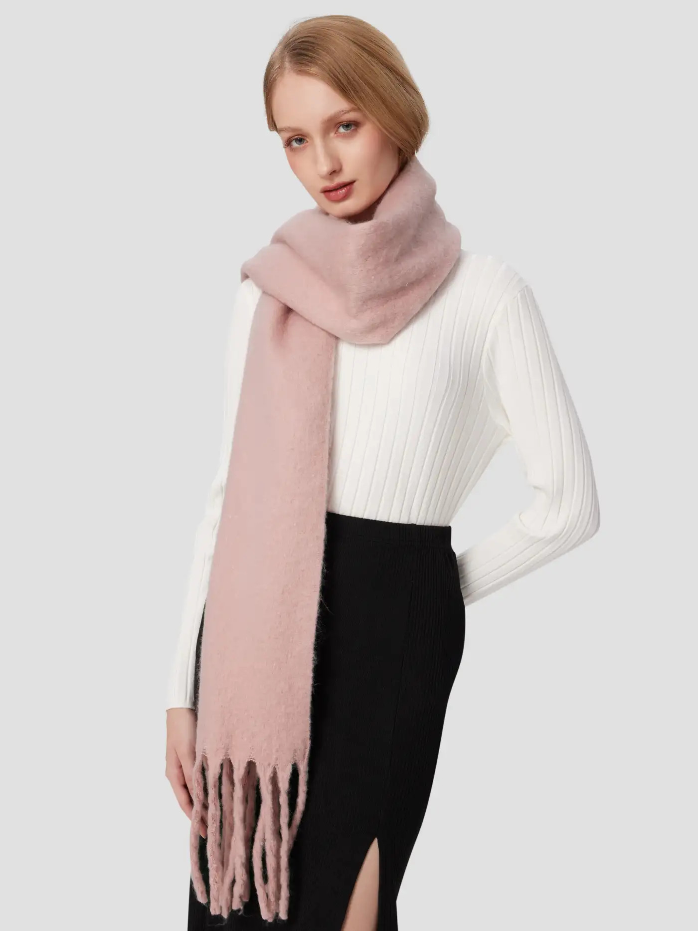 Countryside Core SOLID TASSEL SCARF For Daily Casual Coffee Shop Outdoor | Cider