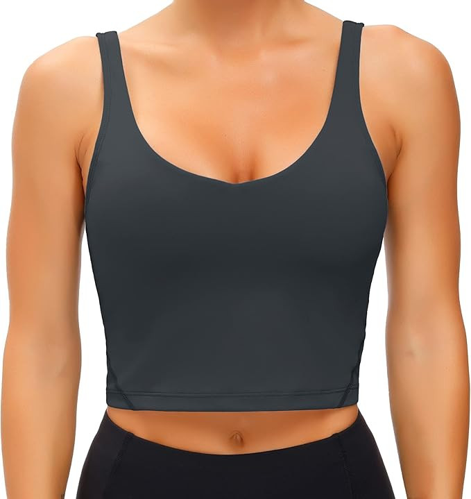 Wjustforu Women's Tank Top Padded Sports Bra Running Workout Yoga Crop Top | Amazon (US)