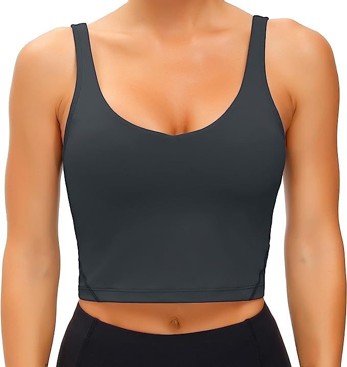 Wjustforu Women's Tank Top Padded Sports Bra Running Workout Yoga Crop Top | Amazon (US)