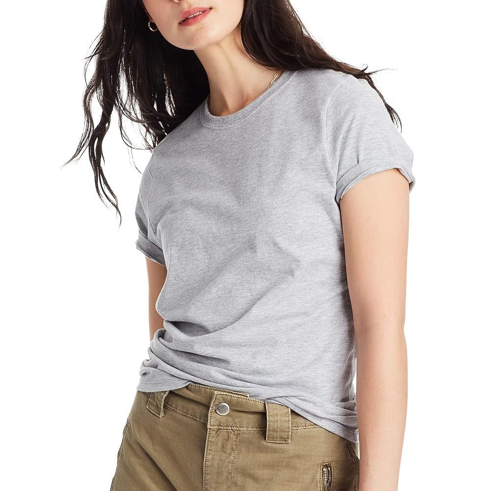 Hanes Perfect-T Crewneck T-Shirt, Lightweight Cotton Short Sleeve Tee for Women | Amazon (US)