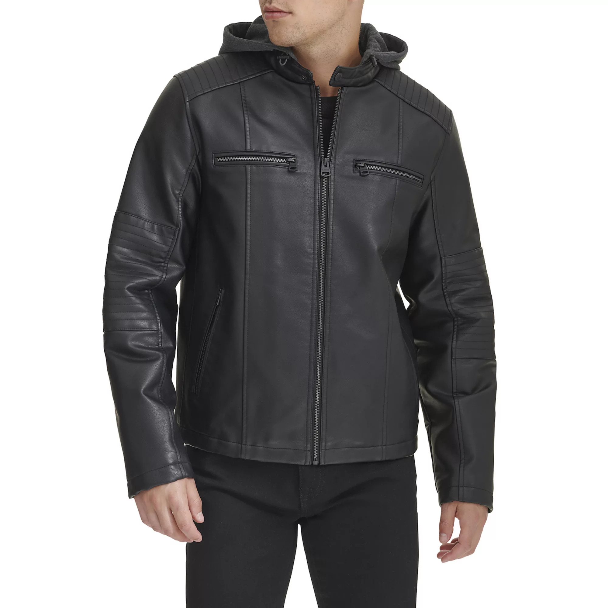 Men's Levi's® Faux Leather Hooded Racer Jacket | Kohl's