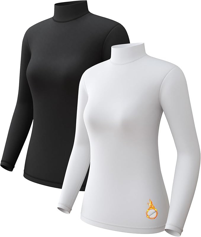 CL convallaria Turtleneck Thermal Underwear Shirts Women Fleece Lined Base Layer Tops Long Sleeve... | Amazon (US)