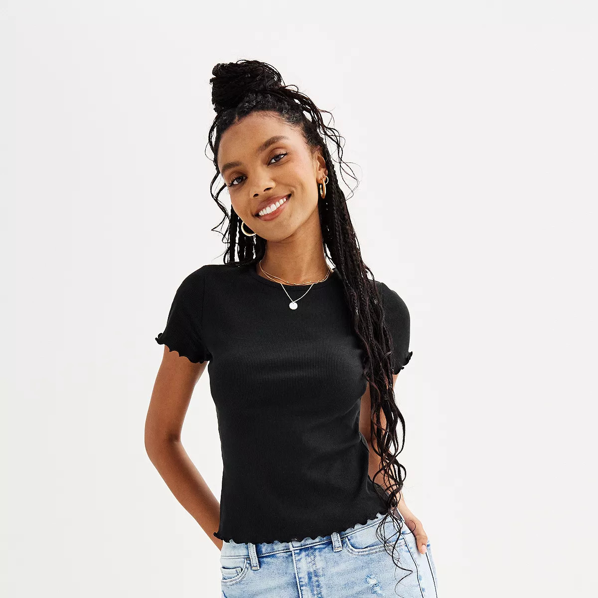 Juniors' SO® Ribbed Baby Tee | Kohl's