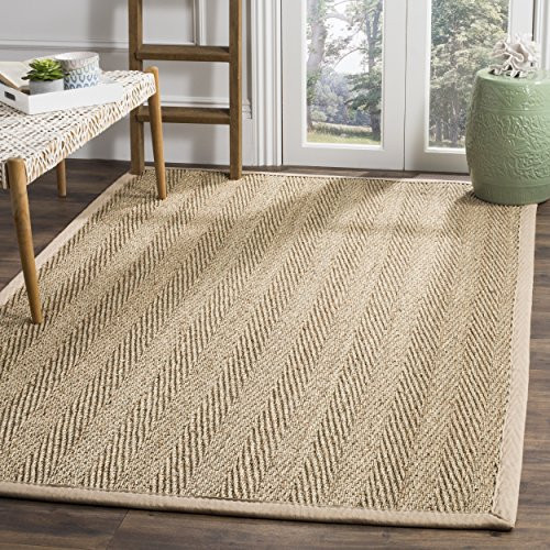 SAFAVIEH Area Rug 3x5 - Natural Fiber Collection - Natural & Beige, Seagrass, Herringbone Pattern with Border (NF115A) | Amazon (US)