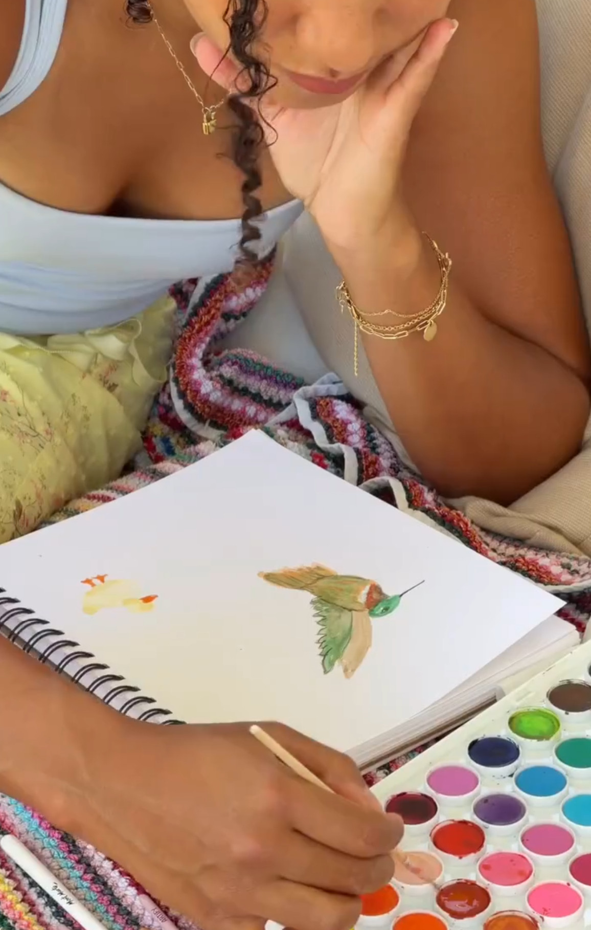 nothing doing a like a little casual watercoloring to appreciate the seasonal vibes in the air 🐤🌼🌻#crafts #watercolor #craft #painting #hobby #hobbies #cozyhobby #cozy #spring #springvibes 

 #LTKselfcare #LTKSeasonal