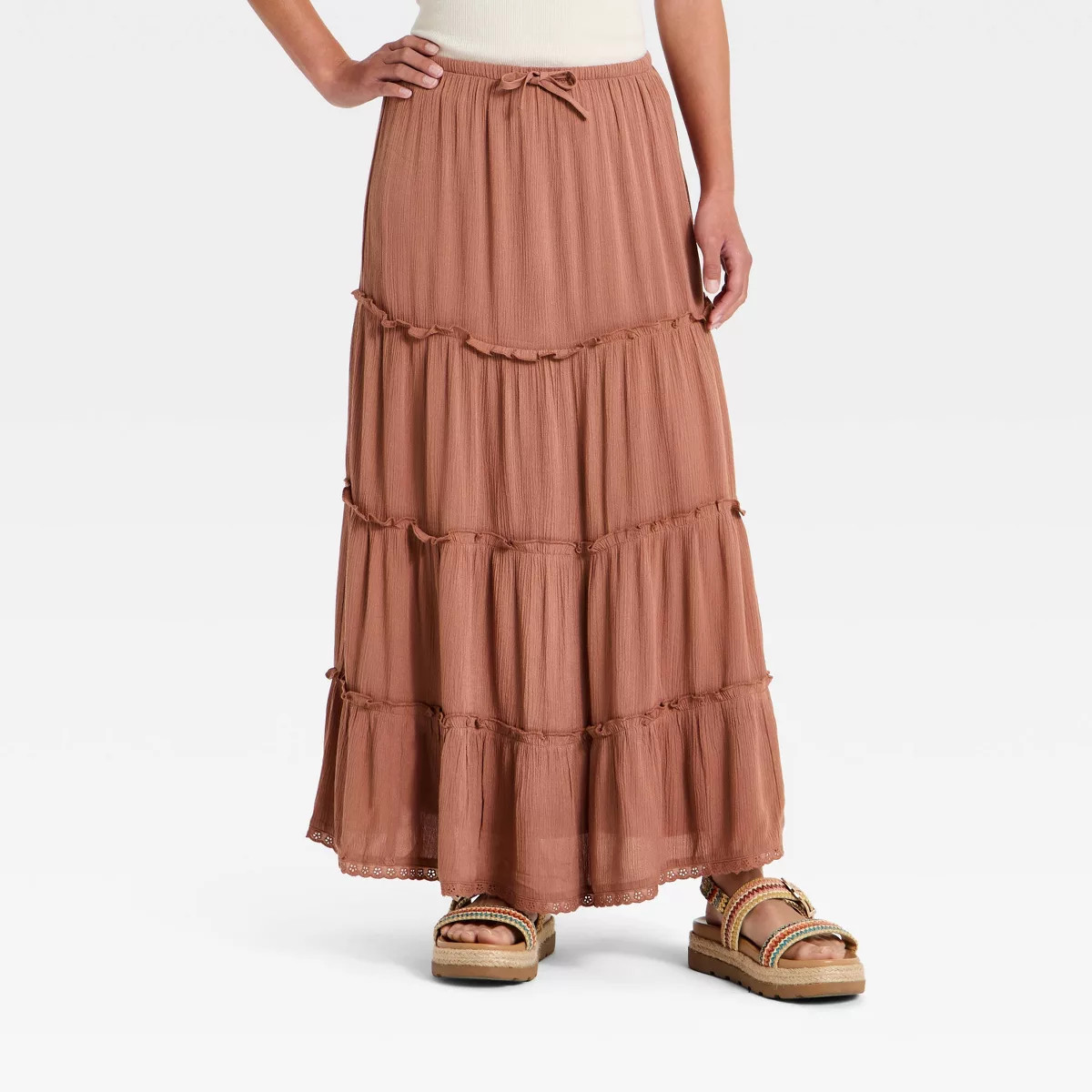 Girls' Tiered Maxi Skirt - art class\u2122 Brown M | Target