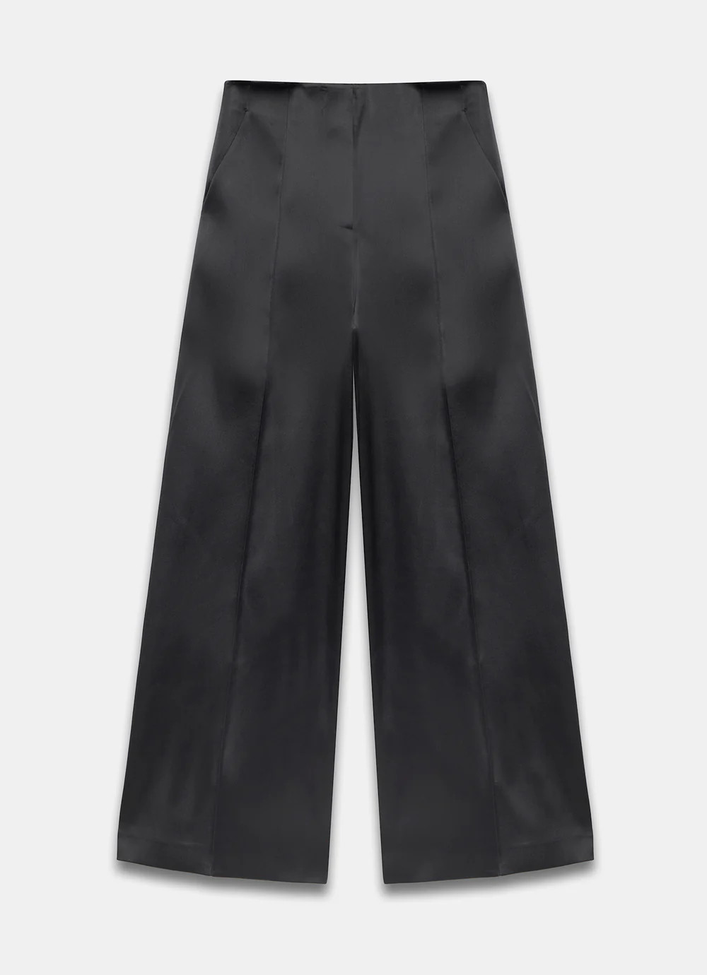 Black Satin Wide Trousers | Mint Velvet