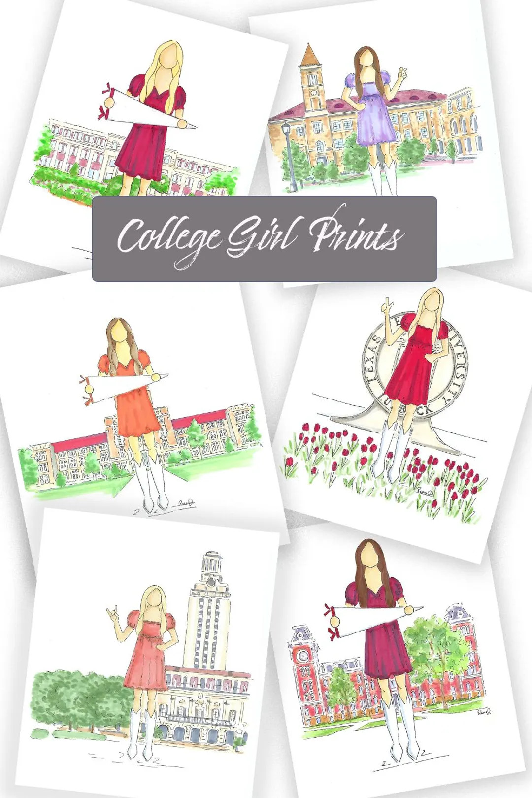 Personalized Art Print for Dorm Decor for College Gift for Girl Personalized University Art Custo... | Etsy (US)