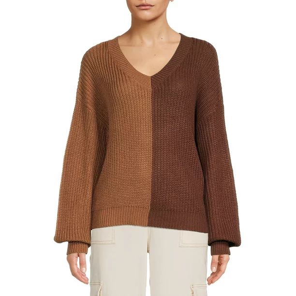 No Boundaries Juniors Split Colorblocked Sweater - Walmart.com | Walmart (US)