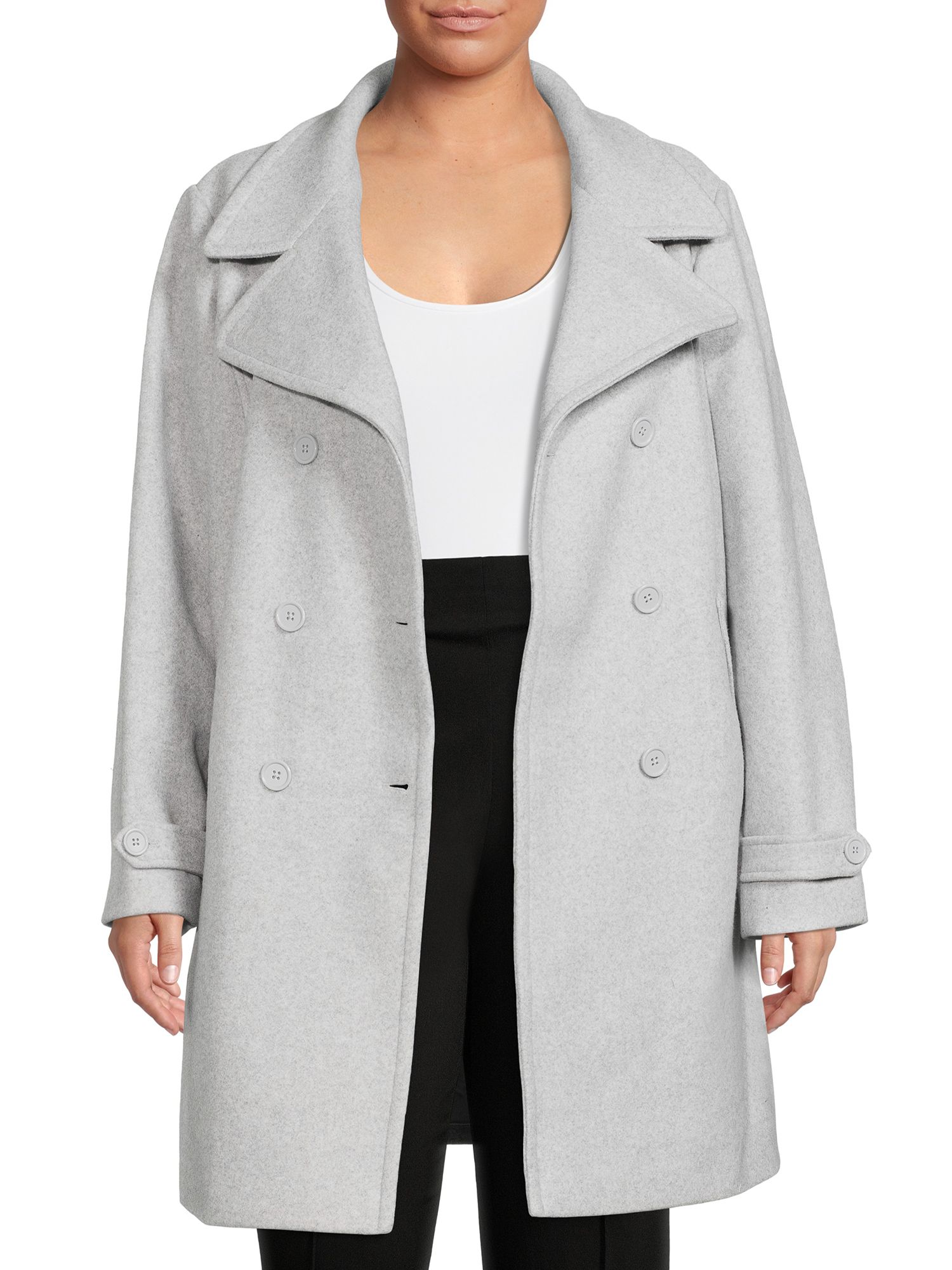 Time and Tru's Women's and Women's Plus Faux Wool Peacoat | Walmart (US)
