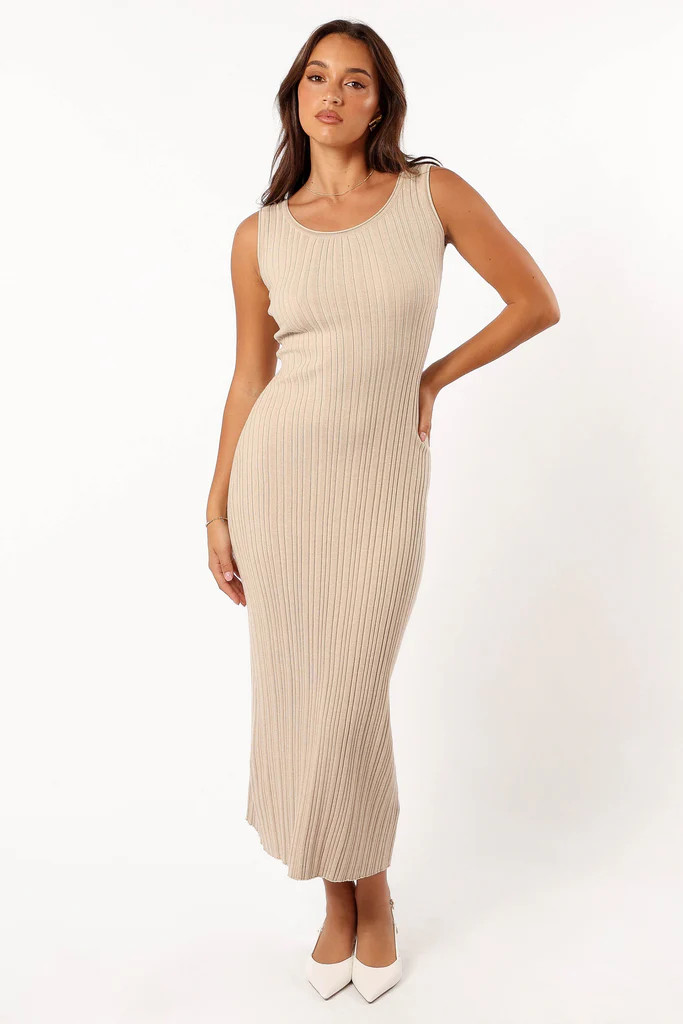 Reign Maxi Knit Dress - Beige | Petal & Pup (US)