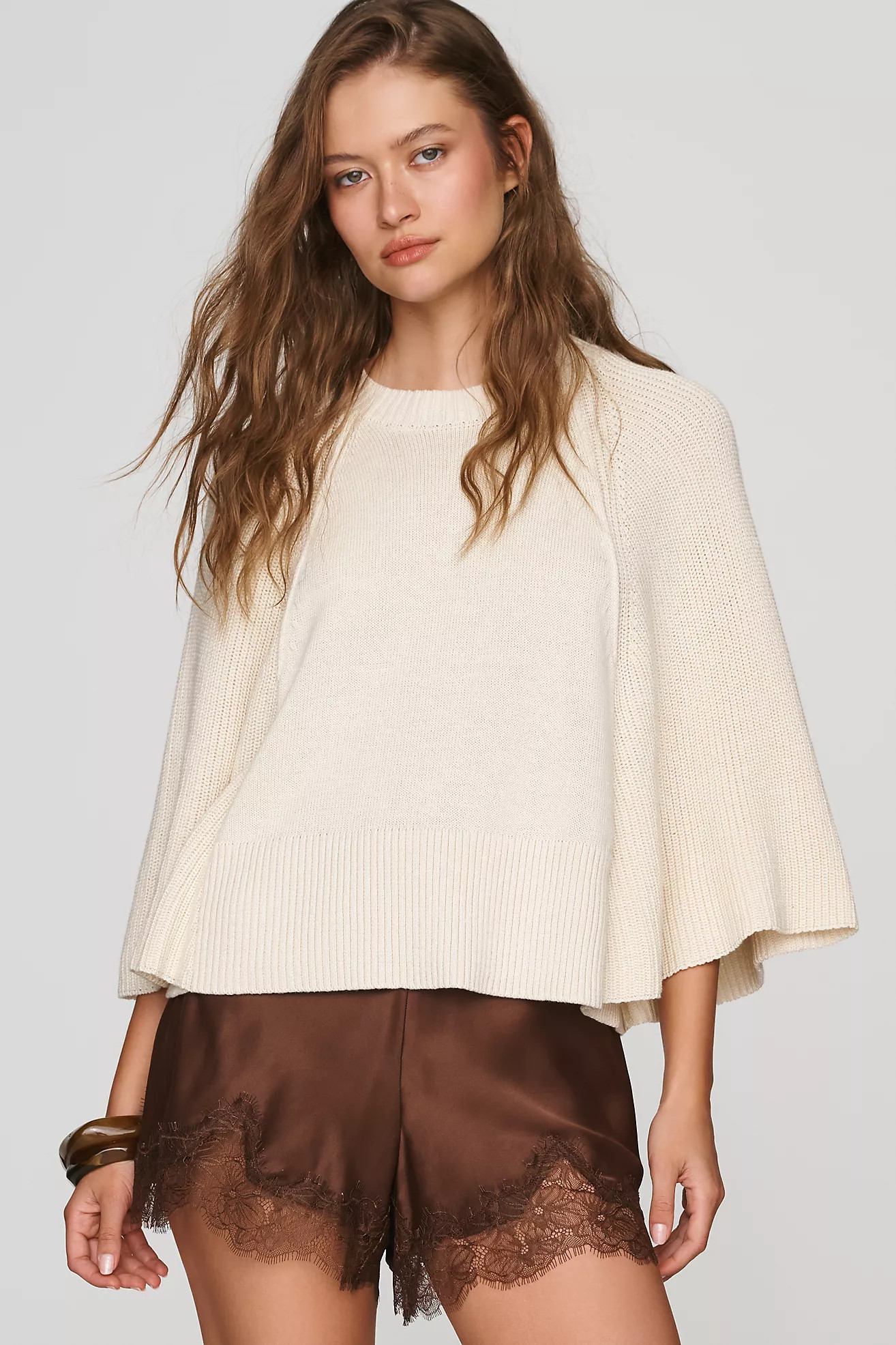 By Anthropologie Cotton Wool Cape Sweater | Anthropologie (US)