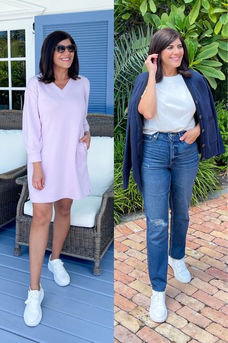 #AD New fall arrivals I found on @Walmartfashion 🍂 mini sweatshirt dress in lilac, super high rise, straight jeans, platform court sneakers, grandpa cardigan, white puff-sleeve tee #WalmartFashion

#LTKstyletip #LTKshoecrush #LTKunder50